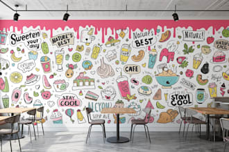 design custom mural wall art, doodle, graffiti that transforms your space