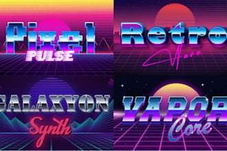 design 80s retro vintage synthwave logo with neon aesthetic