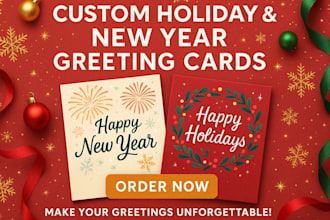 design custom holiday and new year greeting cards, unique festive templates