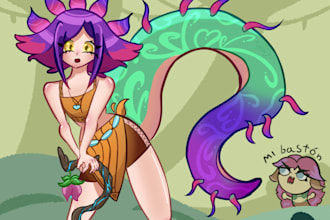 draw your fanart or selfship illustration in a cute anime cartoon style