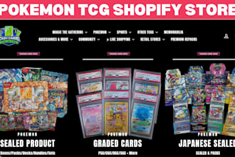 design trading card website pokemon shopify store pokemon card game tcg website