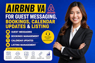 be your airbnb VA for guest messaging bookings calendar updates and listing