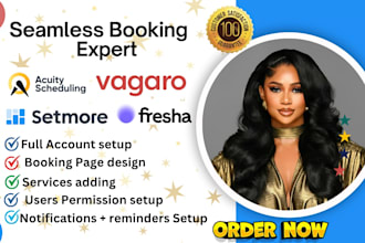 set up your acuity, vagaro, setmore, bookingkoala, or fresha booking system