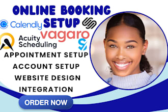 setup acuity scheduling, calendly, vagaro, simplybook me and square booking