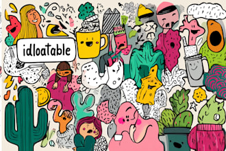 design fun, quirky, and custom doodle, line art, icons just for you