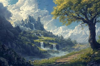 digitally paint fantasy landscape