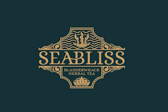 design unique natural seaweed tea logo