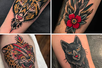 create a traditional or old school style tattoo design