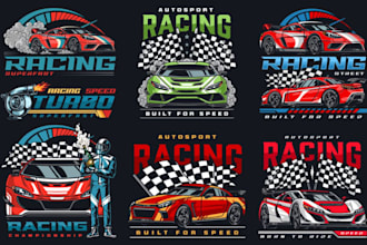 make sport colorful racing car logo vector