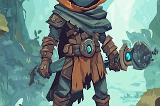 do a 2d character design and concept art