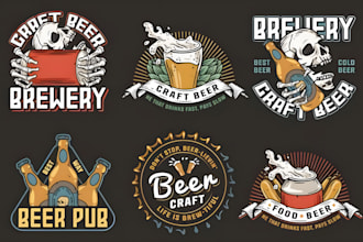 design hand draw craft pub beer logo