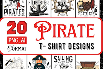 make custom t shirt pirate logo with vector clipart art