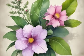 paint digital watercolor botanical illustration