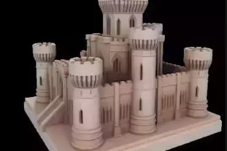 sculpt 3d terrain medieval castle, tower stone small building, warhammer 40k stl