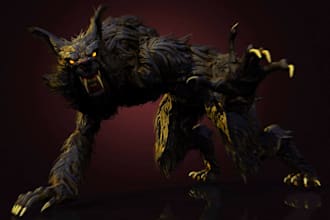 create 3danimal creature for game,monster, werewolf for unity,ue5,3d rig,animate