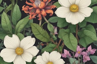 draw flowers illustrations in watercolour style