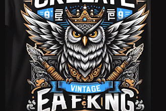 create unique t shirt vintage owl king logo