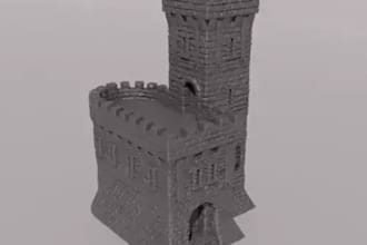 design custom dice tower, 3d printable medieval, diorama render, for 3d printing