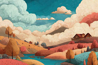 draw professional vector landscape illustration