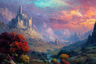 do fantasy concept landscape illustrations