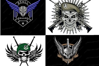 make, skull, tactical military, army, badge logo