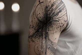 custom an abstract black tattoo design