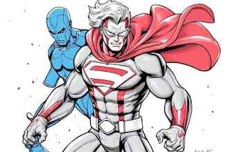 drawing figure in super hero cartoon