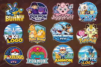 design custom pokemon card logo, and fakemon, character, anime, style