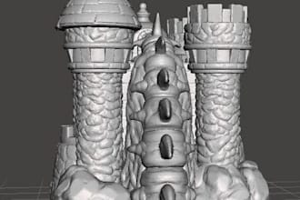design 3d mini terrain fantasy castle, medieval wargaming, building for 3d print