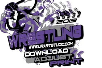 design a professional wrestling logo with fighter illustration
