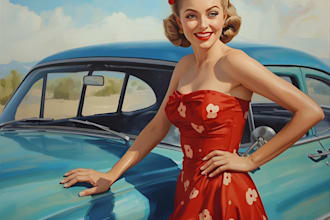 design a charming vintage pin up character