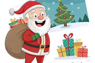 make a christmas caricature and a holiday gift card drawing