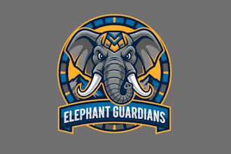 create modern and striking uniform factory with an elephant mascot logo design