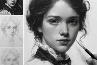 paint realistic or cartoon digital portraits