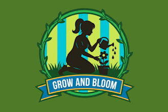 create silhouette of a woman gardening mascot logo design service