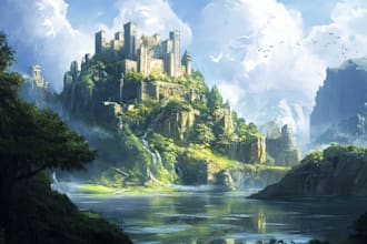 draw fantasy landscape or enviroment art