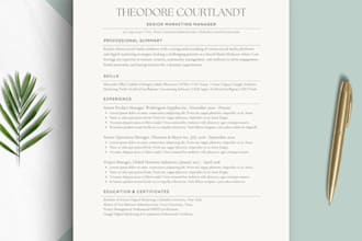 design professional ats friendly resume template cover letter for etsy sales