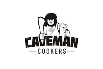 design exceptional caveman cookers mascot logo