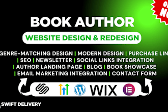 design book author website, ebook website with sales focused design