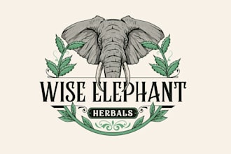 design unique wise elephant herbs logo