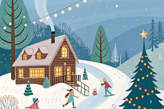 draw unique christmas illustration