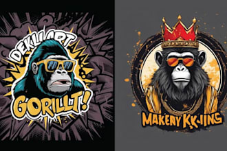 create unique gorilla head badge logo