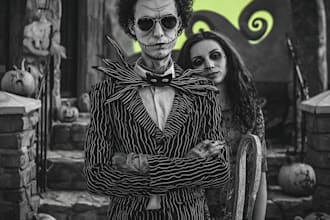 draw the best portrait in halloween or tim burton style