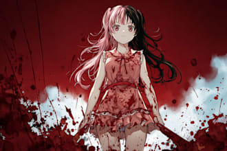 draw bloody horror illustration
