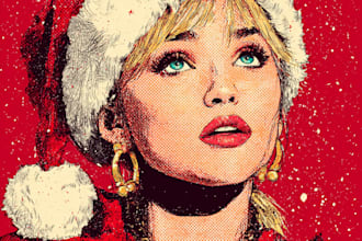 make a christmas card or a christmas themed pop art portrait