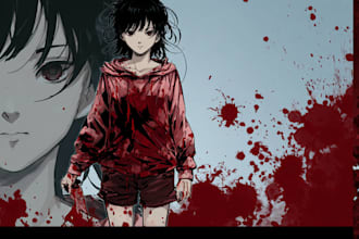 make a horror style illustration, artwork, cover
