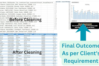 excel data entry,clean up, format,convert PDF to excel