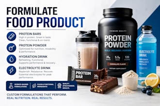 formulate food product, protein bars, powder, hydration drink, electrolyte drink