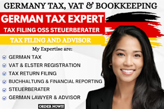 be your german tax advisor for oss vat elster filing, steuerberater, bookkeeping