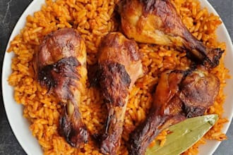 cook delicious meal jollof rice with turkey